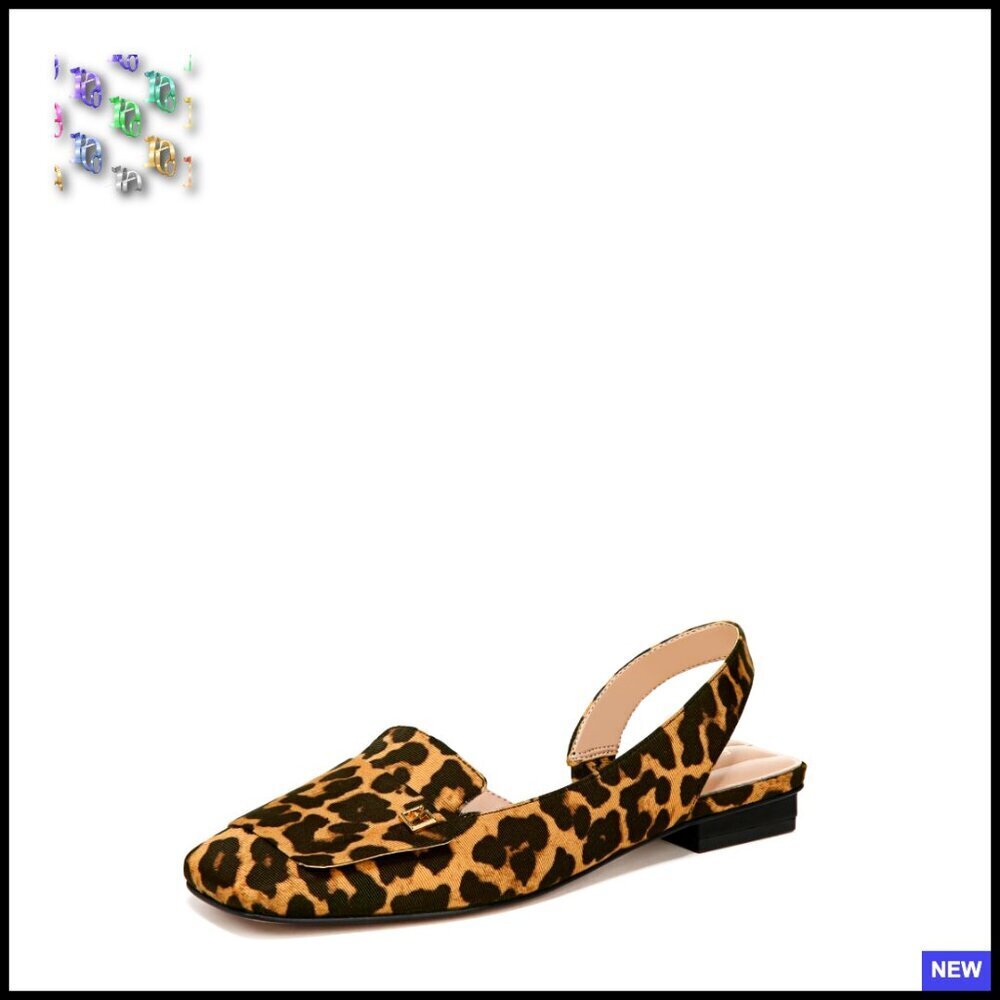 Leather Slingback Ballet Flats Square Toe Chic Office Wear Elegant Minimal